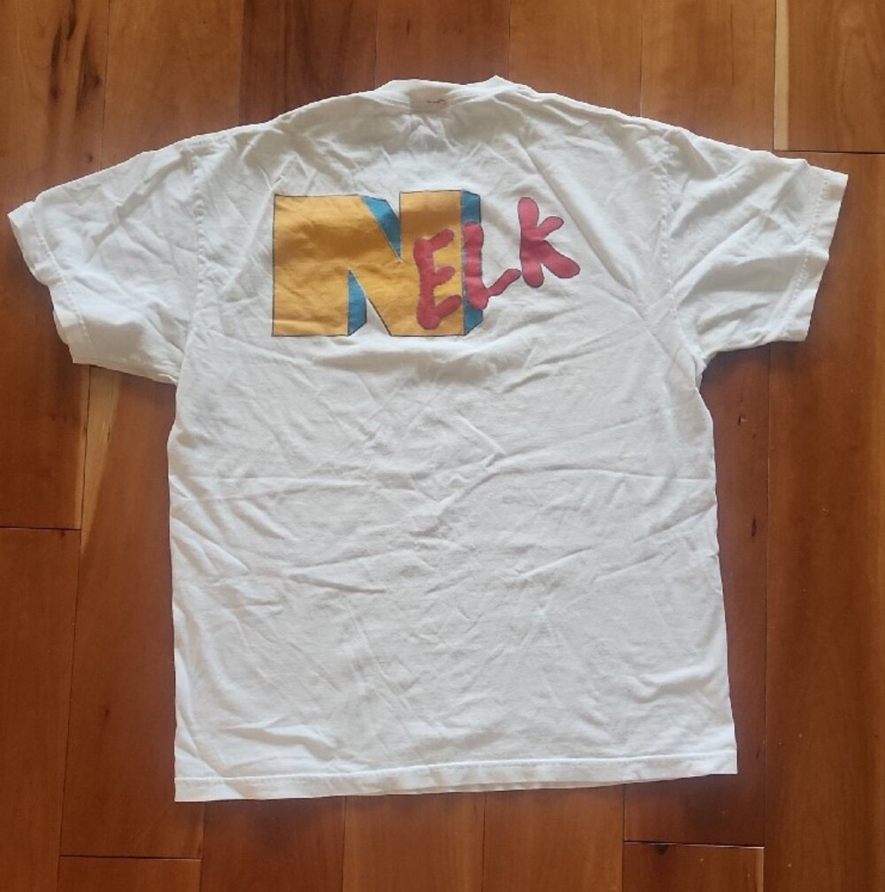 NELK White Graphic Tee with Small Color Logo -